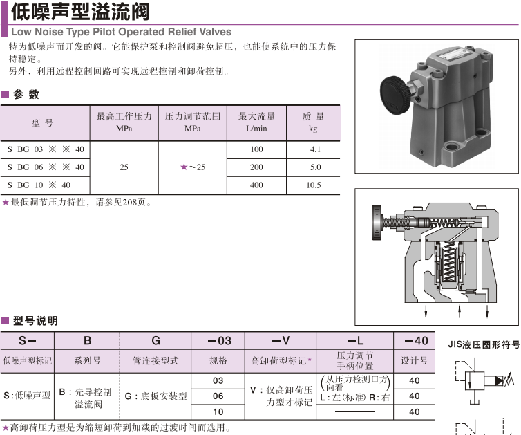 油研溢流閥型號參數(shù)