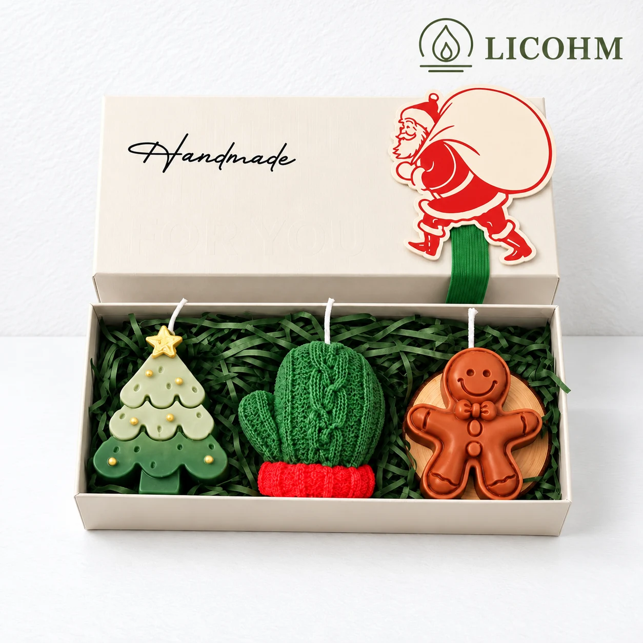 LICOHM Christmas Candle Gift Set - Sculpted Trio Box