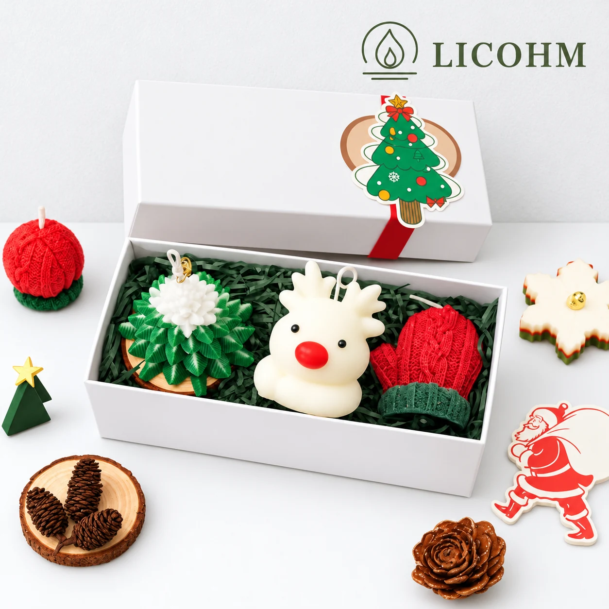 LICOHM Christmas Candle Gift Set - Sculpted Trio Box