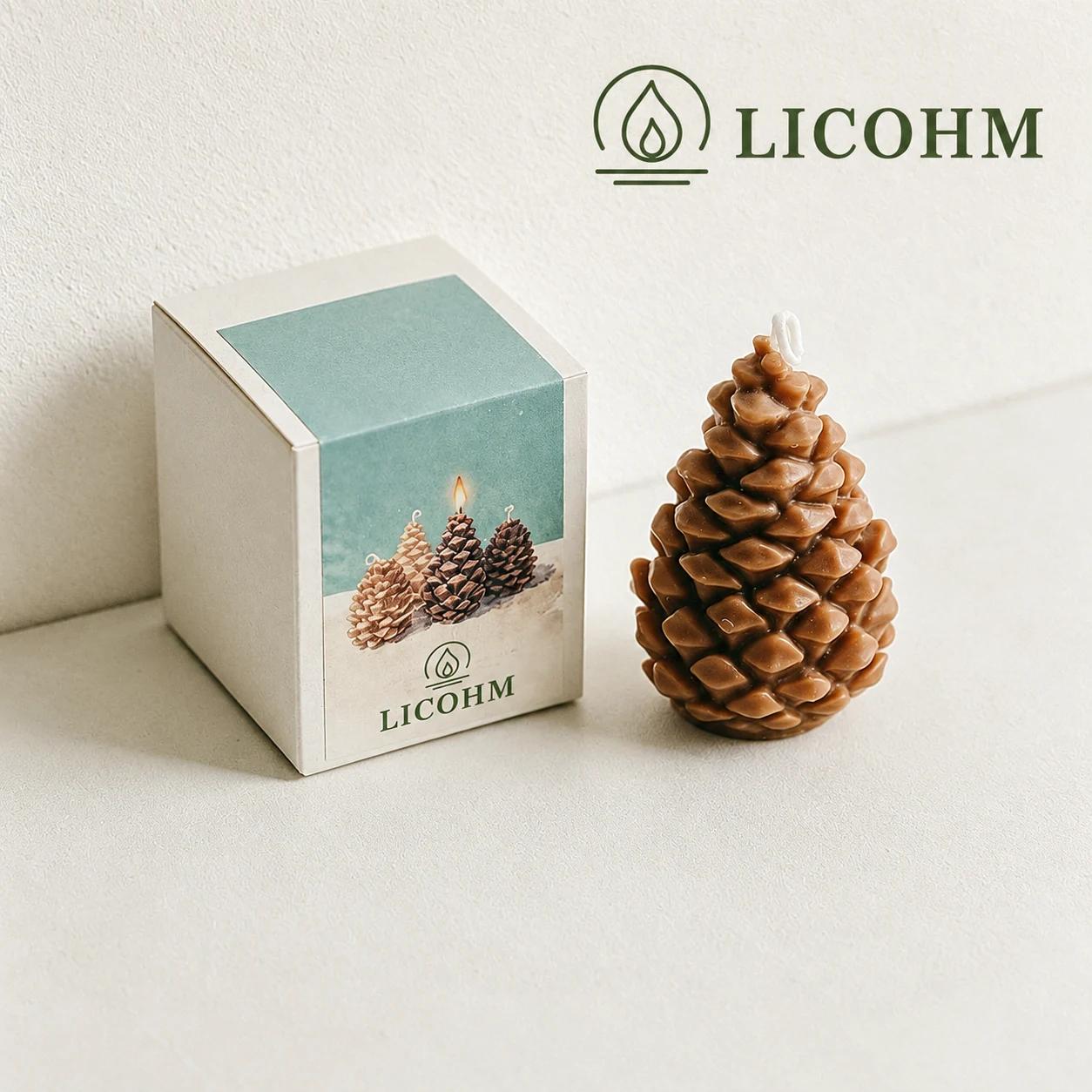LICOHM Pinecone Scented Candle - Overlapping Scales In Two Rounded Profiles