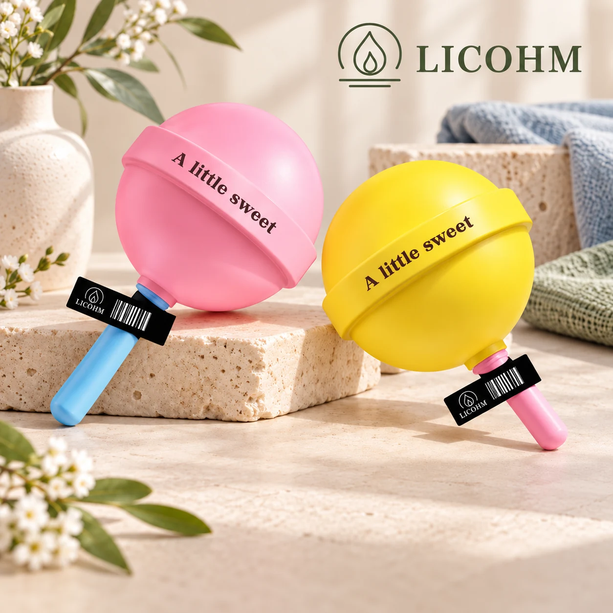 LICOHM Lollipop Air Freshener - Rounded Body and Contrasting Decorative Stick