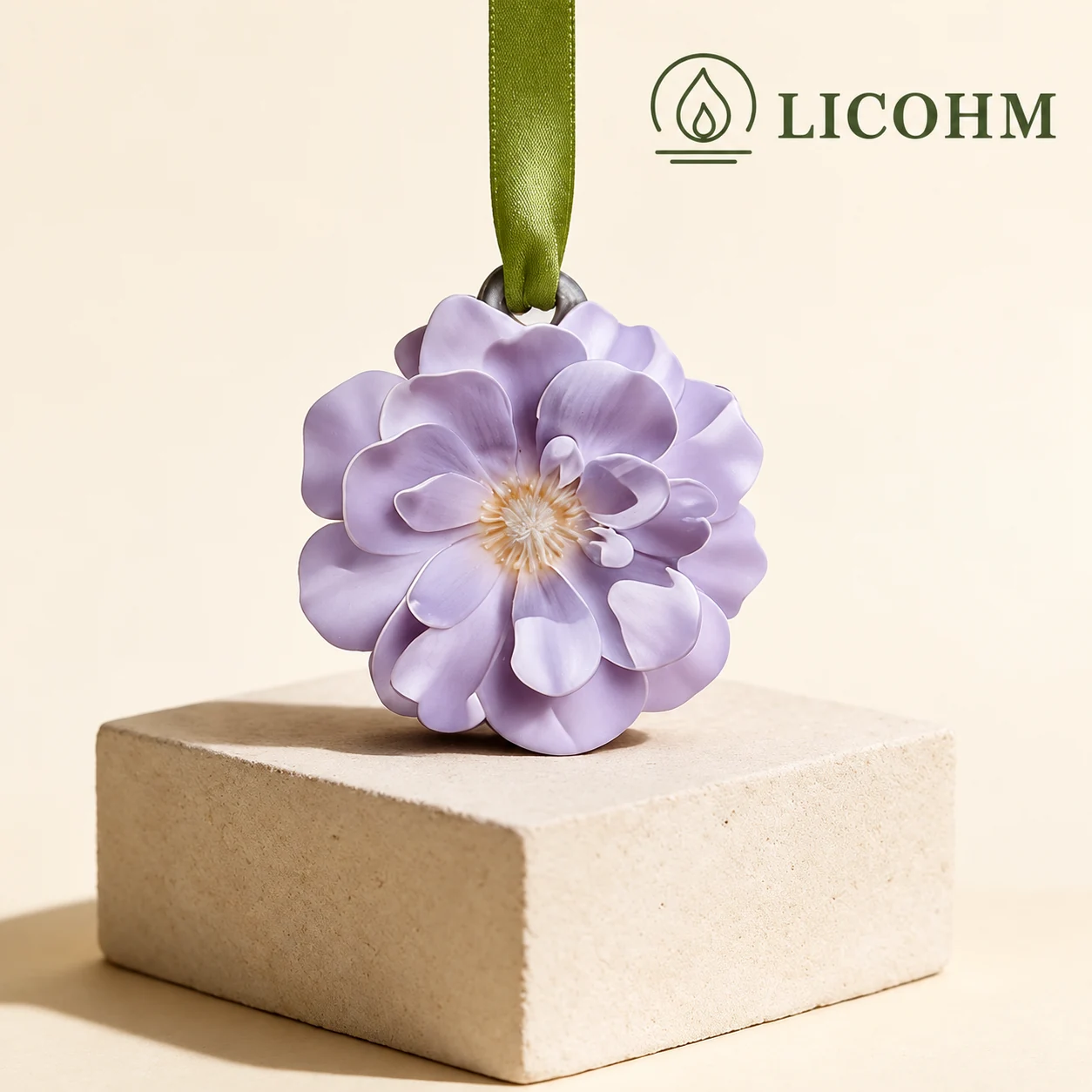 LICOHM Scented Plaster Tablet - 3D Begonia Flower Relief Pendant