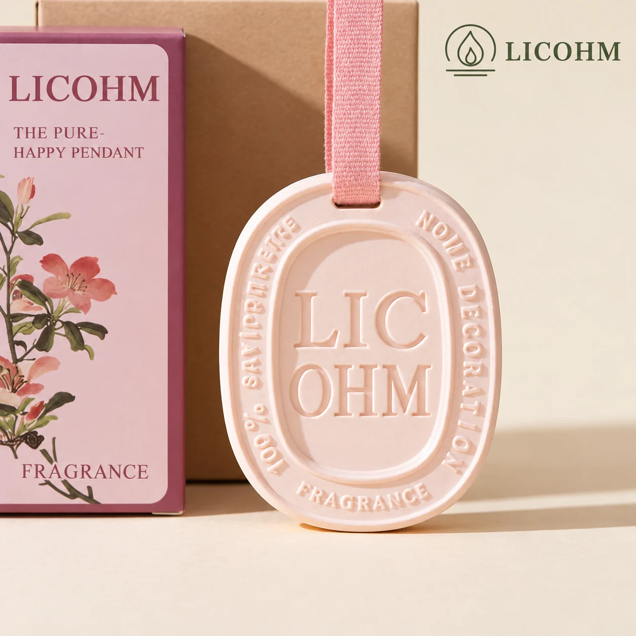 LICOHM Scented Plaster Tablet - Minimalist Oval Wardrobe Pendant