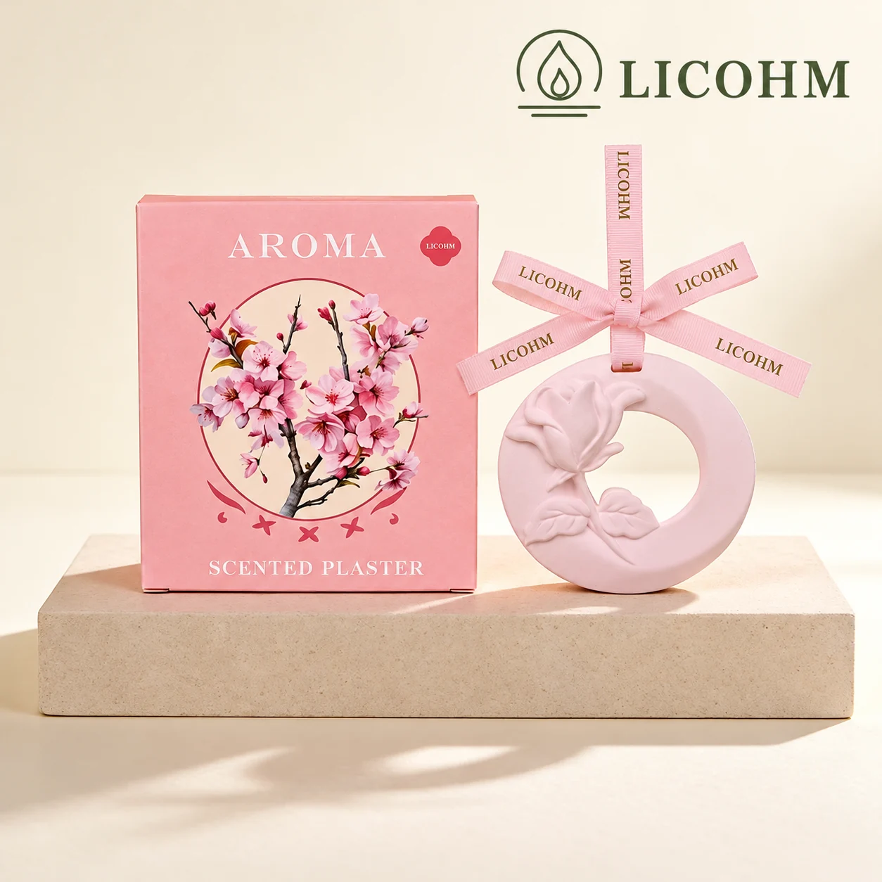 LICOHM Scented Plaster Tablet-3D Rose Ring Hanging Pendant